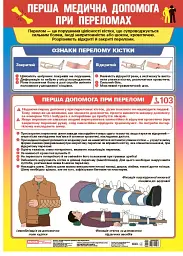 Перша медична допомога при переломах. Плакат