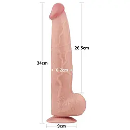 Фалоімітатор - Sliding-Skin Dual Layer Dong 13.5" Flesh - мініатюра 3