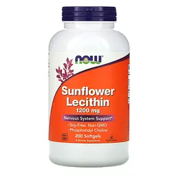NOW Соняшниковий Лецитин, Sunflower Lecithin 1200 мг - 200 софтгель