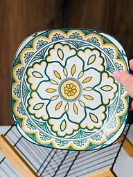 Тарілка квадратна зелена 20,5x2,5 см "Тригір'я"