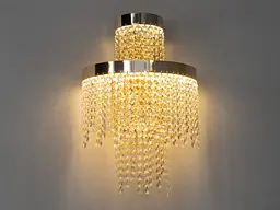 Настінний кришталевий світильник Diasha 376-BGD LED-модель у золотому кольорі, потужність 28 Вт, висота 45 см