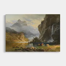 Інтер'єрна картина Індіанська риболовля, Альберт Бірштадт, Albert Bierstadt, репродукція картини, 60×90 см (id7004) - мініатюра 1