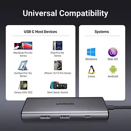 Док-станція USB3.1 Type-C --> HDMI 4K30Hz/USB 3.0x2/Type-C/SD/TF/ PD 100W CM498 7 in 1 Ugreen - мініатюра 5