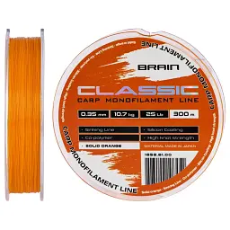Волосінь Brain Classic Carp Line (solid orange) 300 м 0.35 мм 25 lb 10.7 кг