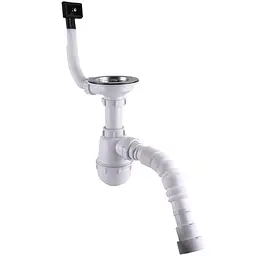 Сифон для сталевої кухонної мийки Waterstal А-4007 з переливом та гнучкою трубою 1 1/2 40