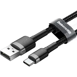 Кабель Baseus Cafule USB для Type-C 3A 1m grey black (CATKLF-BG1) - мініатюра 2