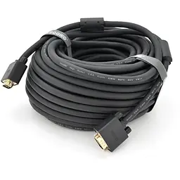 Кабель VEGGIEG VG-20 VGA 3 + 6, 20m, male to male (тато-тато), OD-8.0mm, 2 фериту, круглий Black, коннектор Gold, Box