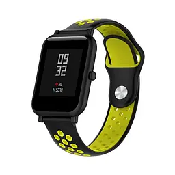 Ремінець силіконовий Boorui для годинника 20 мм Nike design чорний з жовтим (з кнопкою) - мініатюра 4