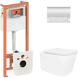 Набір Q-tap Nest 4 в 1 підвісний унітаз Crow Ultra Quiet 520x360x290 + комплект інсталяції QT05335172W48199