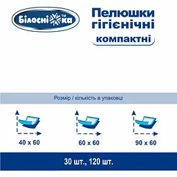 Набір одноразові пелюшки гігієнічні Білосніжка Компактні 60х40 см 120 шт. - мініатюра 10