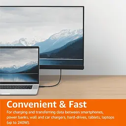 Кабель Amazon Basics USB-C to USB-C 4.0 для швидкого заряджання - мініатюра 6