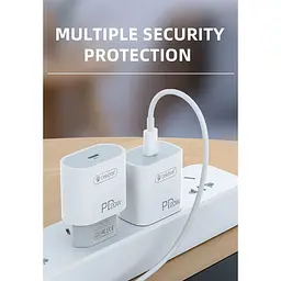 Мережевий зарядний пристрій Celebrat C-H4 Portable Type-C 20W Charger White + Lightning Cable - мініатюра 4