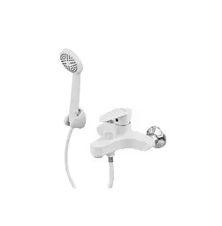 Змішувач для ванни Plamix CEZAR-009 EURO SET White, зі шлангом, лійкою та кронштейном (PM0692) - мініатюра 2
