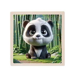 Дитячий дерев'яний пазл-вкладиш "Пандочка" Bambi MD 1509-24, 6 елементів 9,8 х 9,8 х 0,4 см