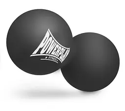 Масажний силіконовий подвійний м'яч PowerPlay PP-4355 Silicone Lacrosse Peanut Ball (6.4*12.7 см) Чорний (PP-4355_Black) - мініатюра 2