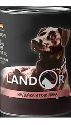 Вологий корм для цуценят Landor Повноцінний збалансований усіх порід індичка з яловичиною 0,4 кг