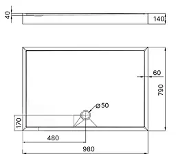 Душовий піддон Lidz Kapielka ST100x80х14, прямокутний LKAST1008014 - мініатюра 5