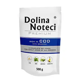 Вологий корм для собак Dolina Noteci Premium з тріскою та броколі пауч 500 г