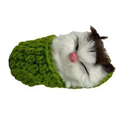Дитячий антистрес Котик спить у в'язаній тапочці MM418(Green)