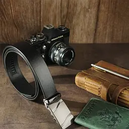 Чоловічий ремінь з затемненою пряжкою хвиля 20250 Vintage чорний 105-120 см - мініатюра 5
