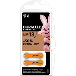Батарейки для слухових апаратів Duracell Hearing Aid 13 PR48, 6 шт. (81546855) - мініатюра 2