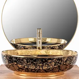 Умивальник Rea Margot 52x40 black gold (REA-U8978) - мініатюра 3