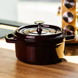 Кокотниця чавунна емальована 2 л, бургунді Yongkang HP-FLG-8 burgundy - мініатюра 2