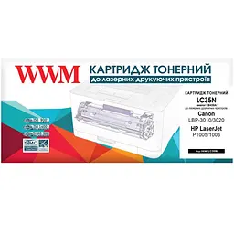 Картридж тон. WWM для HP LJ P1005/P1006, Canon 712 аналог CB435A Black ( 1500 ст.) (LC35N)