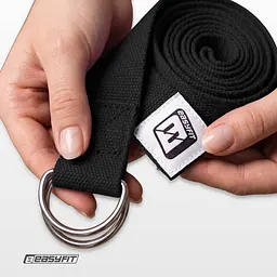 Ремень для йоги EasyFit с петлей чорний - мініатюра 5