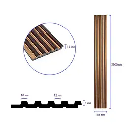 Рейка декоративна Sticker Wall PS 2900х115х12мм Під коричневу шкіру із бронзою SW-00002135 - мініатюра 3