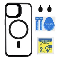Чохол із підставкою MagSafe TPU PC Metal Stand Case and Camera Lenses Apple iPhone 15 Black - мініатюра 2