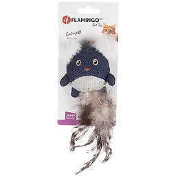 М'яка іграшка для котів Flamingo Jeany Mouse з пір'ям та котячою м'ятою 20 см для активних ігор та обіймашок