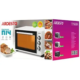 Електропіч Ardesto 1700 Вт, 48 л, хром.тени, таймер, підсвічув., конвекція, подв.скло, білий - мініатюра 11