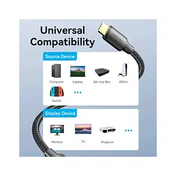 Кабель мультимедійний HDMI M to HDMI M 2.0m 4K60Hz cotton braided black Vention (ALLBH) - мініатюра 5