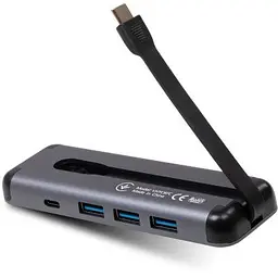 Концентратор Vinga USB-C 3.1 to HDMI+3xUSB3.0+PD100W+USB-C foldable cable (VHYC6FC) - мініатюра 6