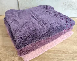 Набір махрових турецьких рушників Zeron 3 штуки 70х140 Microcotton Puanli Desen - мініатюра 4