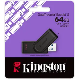 USB флеш накопичувач Kingston 64GB DataTraveler Exodia S Black USB 3.2 (DTXS/64GB) - мініатюра 3