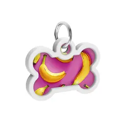 Адресник для собак і котів Waudog Smart ID з QR паспортом Банани на рожевому кістка 40 х 28 мм - мініатюра 2