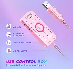 Ігрові навушники з мікрофоном Fifine H-9 USB 7.1 Pink - мініатюра 3