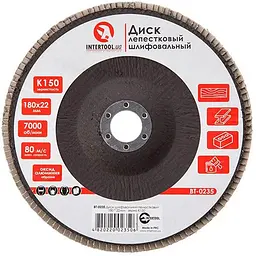 Диск шліфувальний пелюстковий Intertool 180 мм Р150 BT-0235