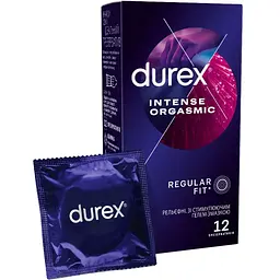 Презервативи Durex Intense Orgasmic рельєфні з стимулюючим гелем-змазкою 12 шт. (5052197056037)