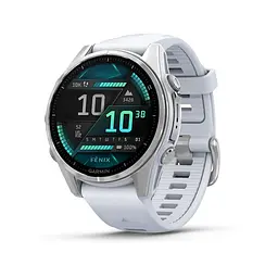 Смарт-годинник Garmin Fenix 8 43 мм AMOLED Срібний з білим силіконовим ремінцем