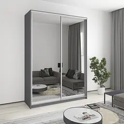 Шафа-купе дводверна MebelStar Комбо AL 2 Дзеркала 170x45x240 см Антрацит (MBS-4158)