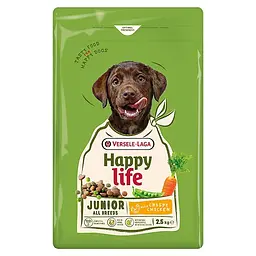Сухий корм для цуценят усіх порід Happy Life Junior with Chicken Хеппі Лайф Курка 2.5 кг