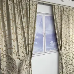 Жакардові штори золотистого кольору з вензелем на тасьмі 2шт. 150х270 ALBO pbe0052396 - мініатюра 3