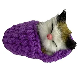 Дитячий антистрес Котик спить у в'язаній тапочці MM418(Violet)