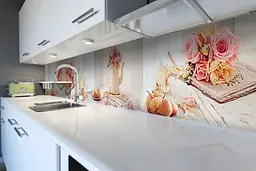 Кухонний фартух Груші для кухні наклейка ПВХ Троянди Натюрморт Рожевий 60х250 см Happy Pocket Z180466 - мініатюра 6