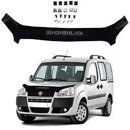 Дефлектор капота мухобійка Fiat Doblo 2005-2010 (Євро Кріплення) Voron Glass