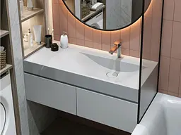 Умивальник Miraggio VIOLA 1000 R (8813427) Miramarble, Глянцевий, Накладний/Підвісний/Врізний, Білий - мініатюра 7