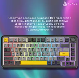 Механічна ігрова клавіатура Ajazz AK-820 MAX PLUS Wireless Black RGB Day Dream Switch Hot-Swap 2.4G/Bluetooth/USB - мініатюра 7